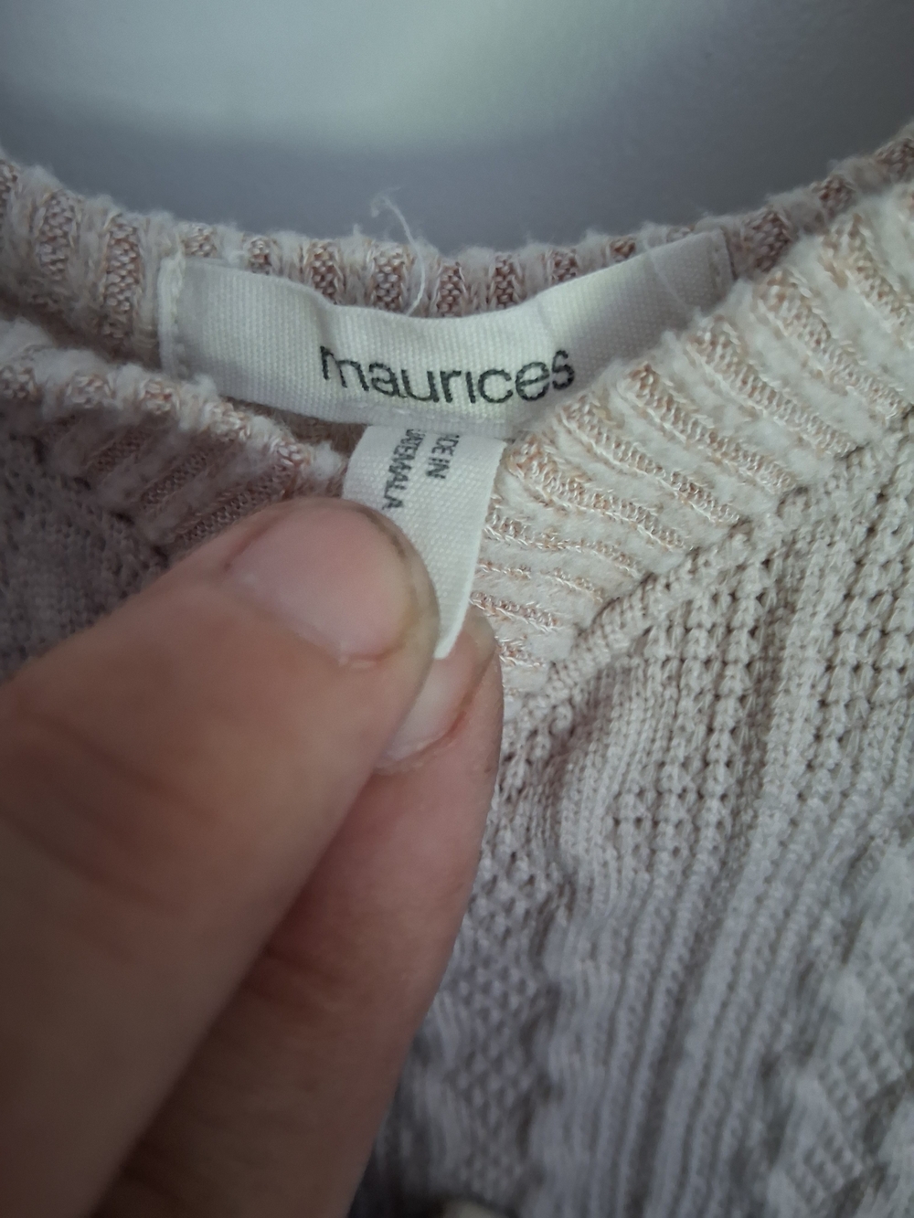 Maurices Cream Cable-Knit Crewneck Sweater